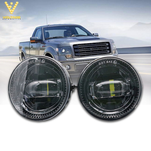 Car 4.57in Round LED Fog Light Lamp 9-32V Waterproof Compatible With Ford Expedition Ranger F-150, Pack of 2