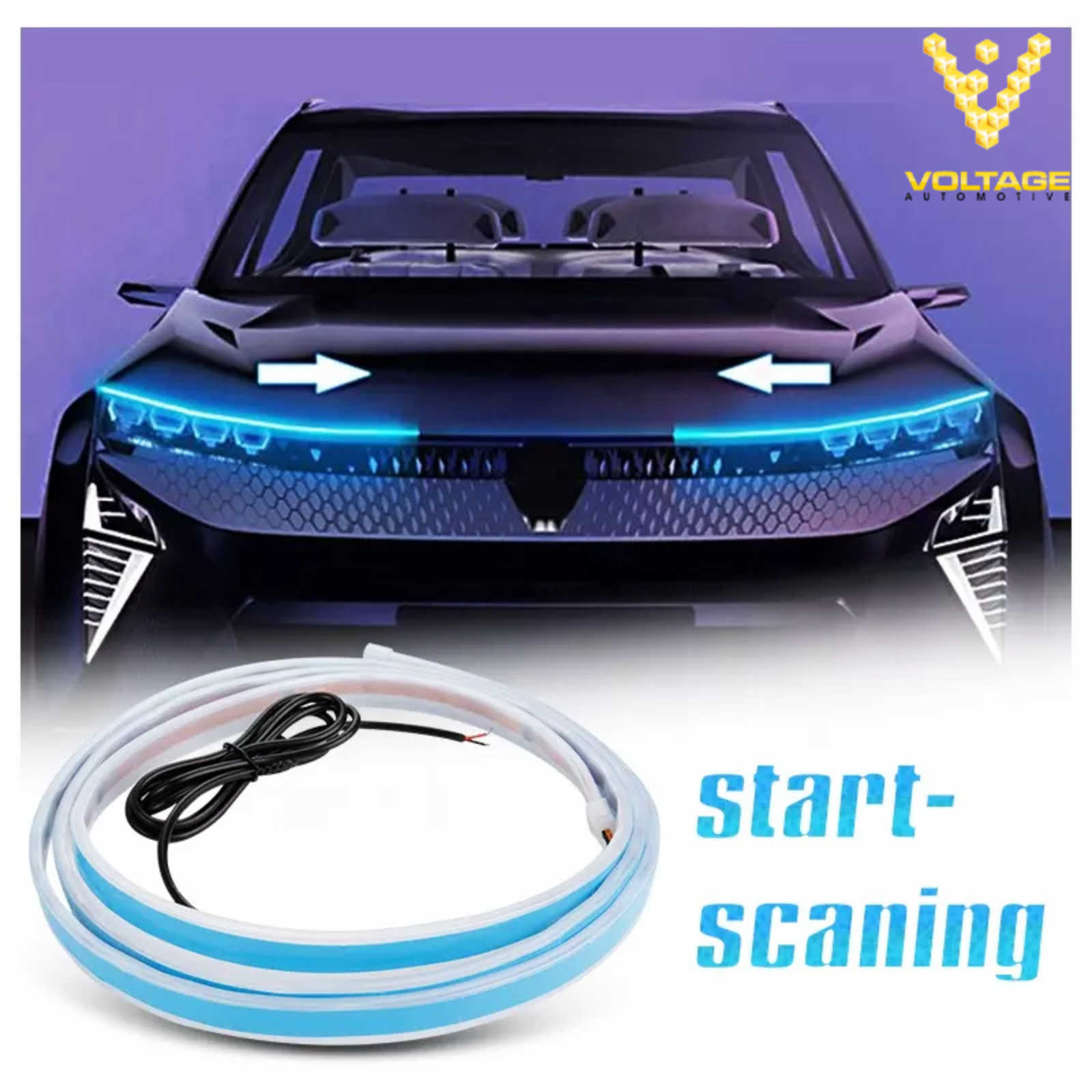 Voltage Automotive New Universal 60-Inch/71-Inch Start-scan LED Car Hood  Light Flexible Daytime Running Lights Strip Deacorative Lamp Accessories