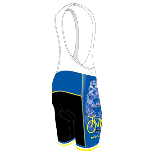 custom cycling bike bib shorts with pad for the tacoma washington bicycle club, right view