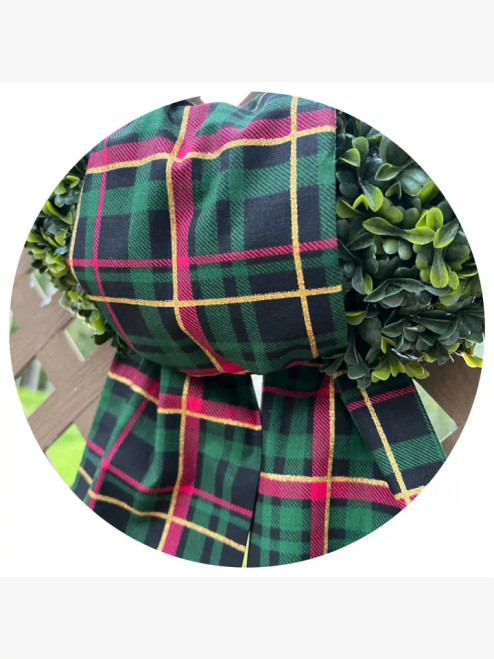 Green Holiday Plaid Cotton Sash