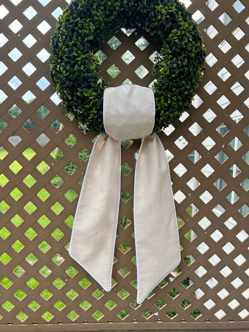 Natural linen with White Piping