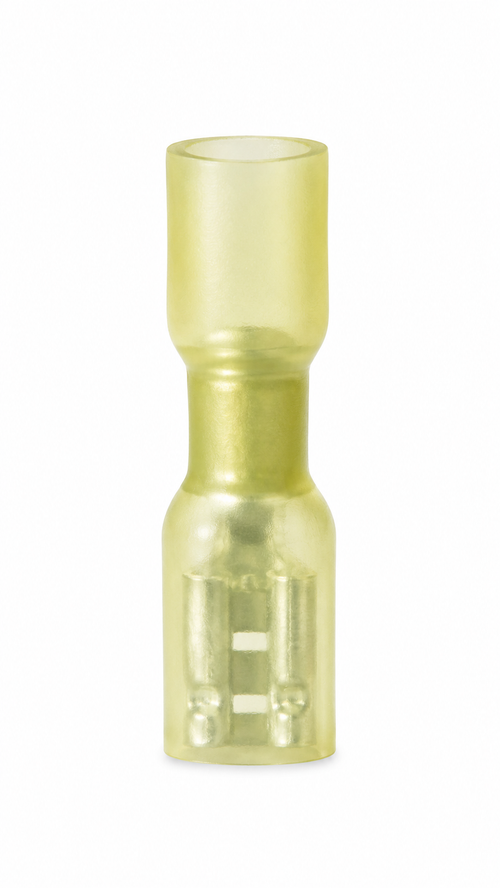 Yellow Female Spade 6.3mm heatshrink - Fully Insulated (Pack of 25)