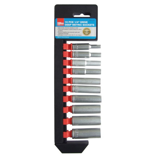 Socket Set 1/4(in) Drive Deep Metric 10piece (4-13mm)