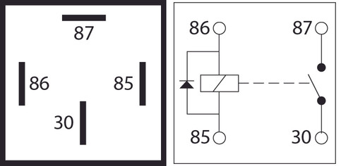 Relay 4-pin 12v 40A Open/Diode (Pack of 1)