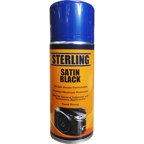 Sterling Satin Black Spray Paint Aerosol Spray (400ml) (Pack of 1)