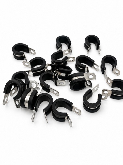 Assorted Stainless Steel, Rubber-Lined P-Clips (40)