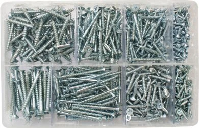 Assorted Wood screws BZP (680 Pieces)