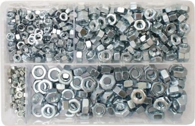 Assorted Steel Nuts M5-M10 BZP (450 Pieces)