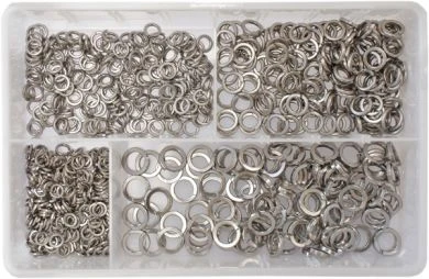 Assorted Stainless Steel Metric Spring Washers (650 Pieces)