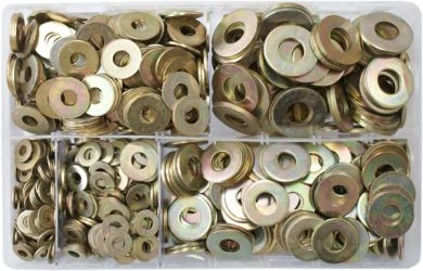 Assorted Flat Washers M5-M12 BZP (1000 Pieces)