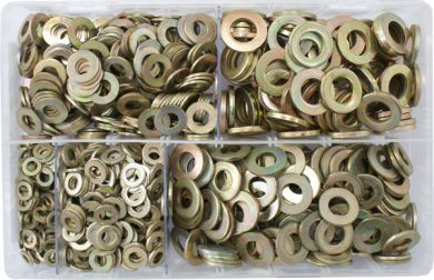 Assorted Flat Washers Metric - BZP (Form A) (1000 Pieces)