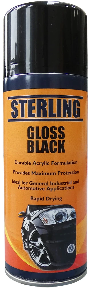 Sterling Paint - Gloss Black Aerosol Spray (400ml) (Pack of 1)