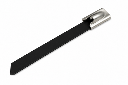 Black Polyester Coated Stainless Steel Cable Ties (Pack of 25)
