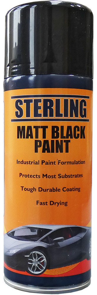 Sterling Matt Black Paint Aerosol Spray (400ml) (Pack of 1)