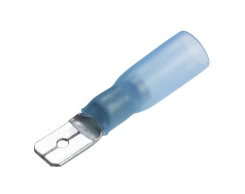 Blue Male Spade 6.3mm heatshrink (Pack of 25)