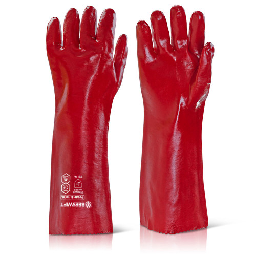 Red PVC Gauntlet Gloves (1 Pair)