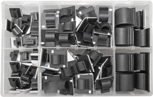 Assorted Adhesive Black Nylon Cable Clips (122 Pieces)