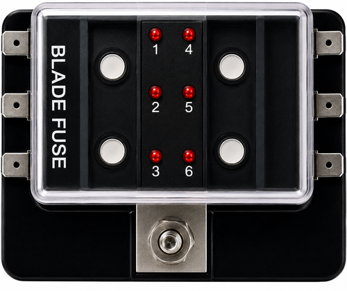 6 Position LED Blade Fuse Box (standard blade fuses) (Pack of 1)