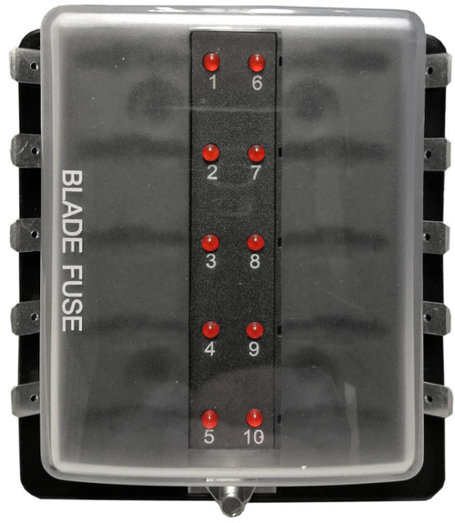 10 Position LED Blade Fuse Box (standard blade fuses) ( Pack of 1 )