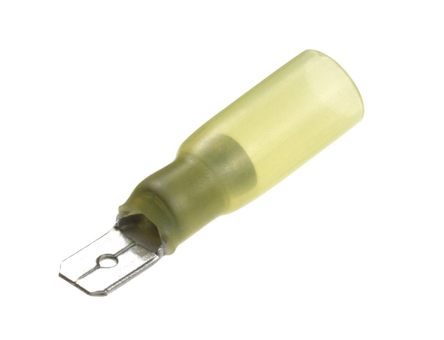 Yellow Male Spade 6.3mm heatshrink (Pack of 25)