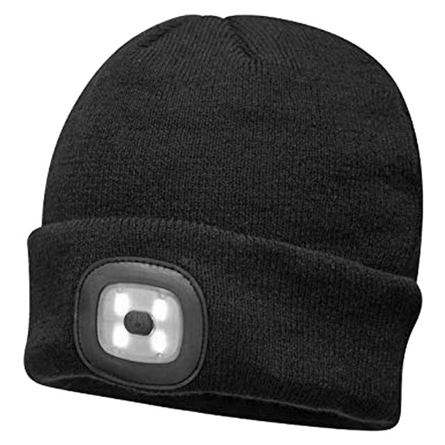 Black Beanie Hat with Light (Pack of 1)