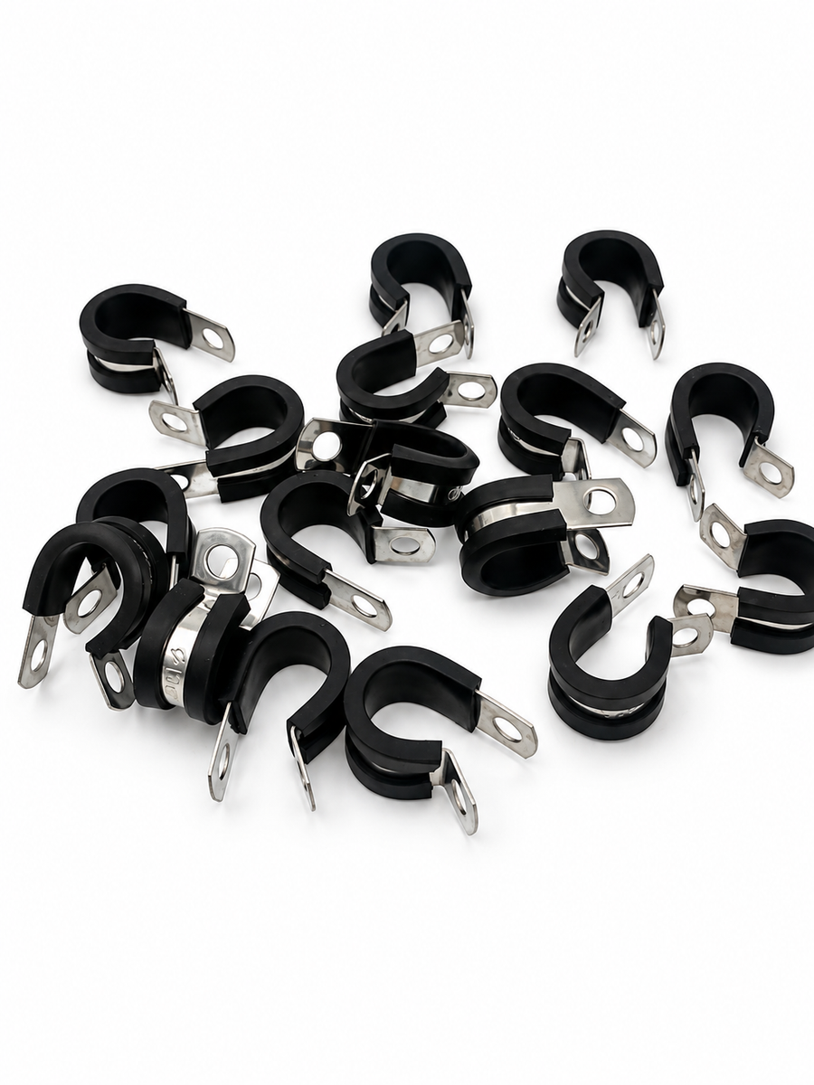 Assorted Stainless Steel, Rubber-Lined P-Clips (40)