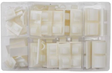 Assorted Adhesive White Nylon Cable Clips (122 Pieces)