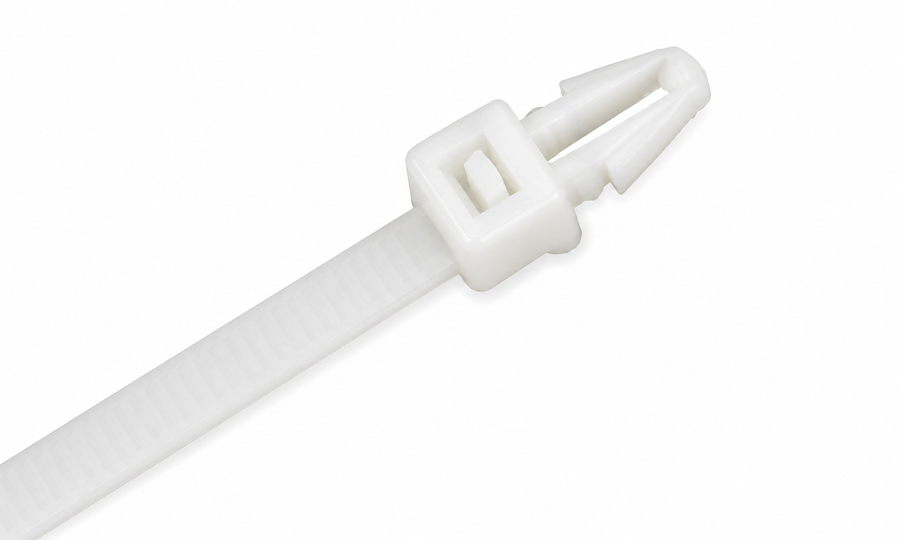 White / Natural Push Mount Cable Ties (Pack of 100)