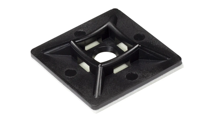 Black Self Adhesive Cable Tie Bases (Pack of 100)