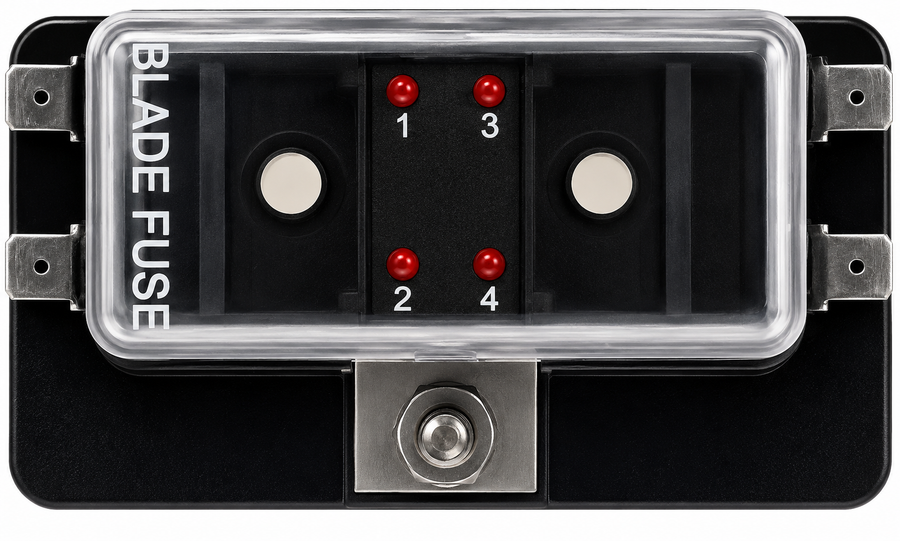 4 Position LED Blade Fuse Box (standard blade fuses) (Pack of 1)