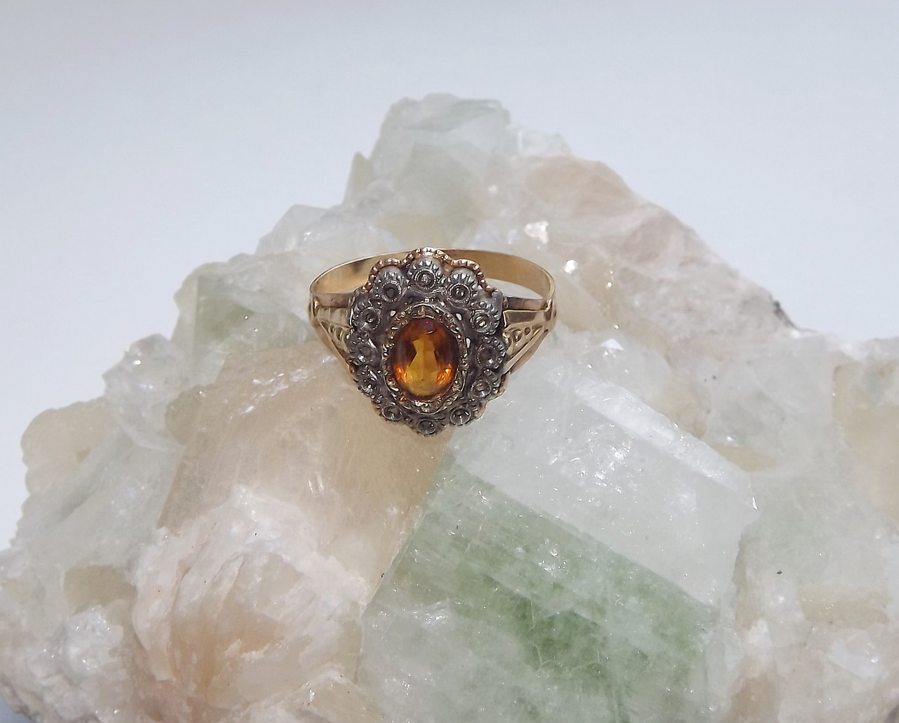 18K Gold & Sterling Silver Georgian Revival Ring Rose Cut Diamonds ...