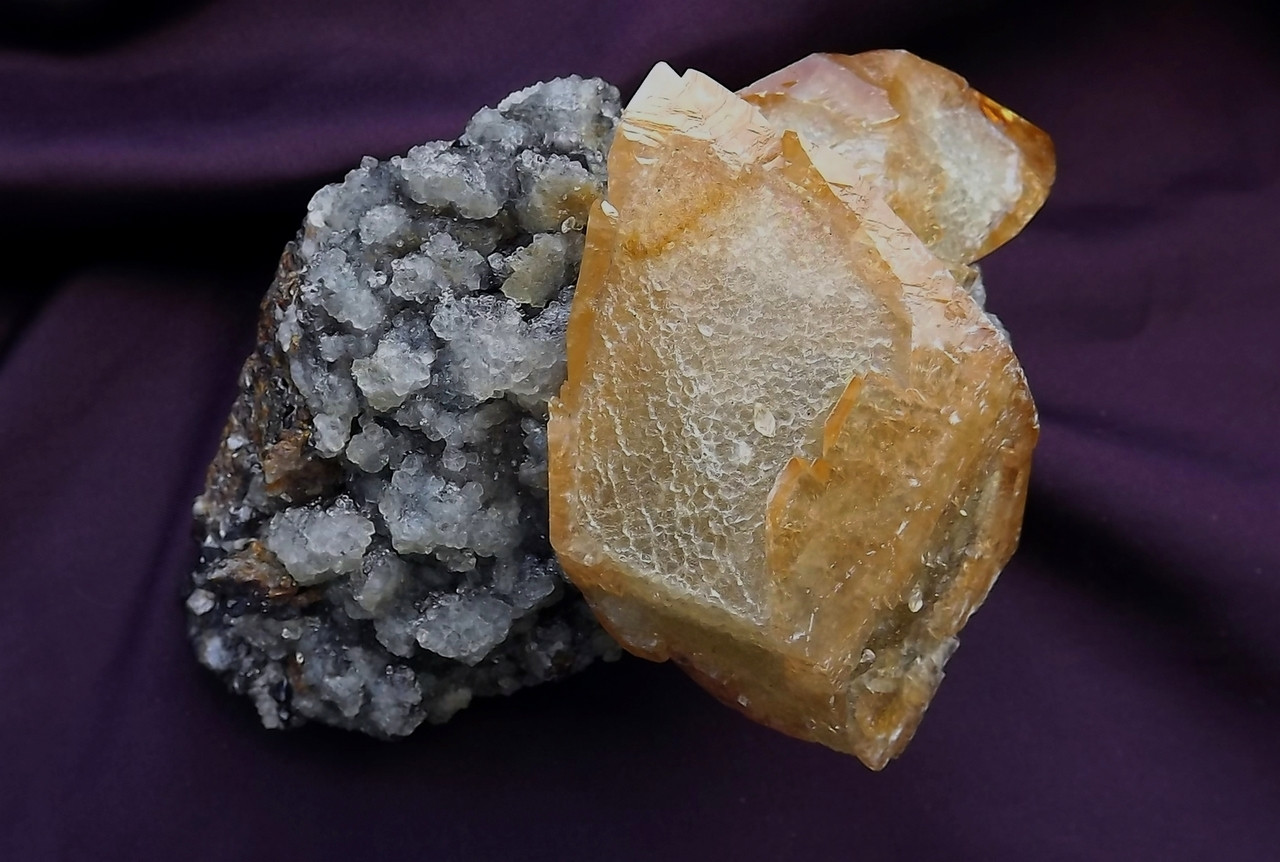 Rare Big Elestial Golden Calcite Crystals, Sphalerite, Fluorite ...