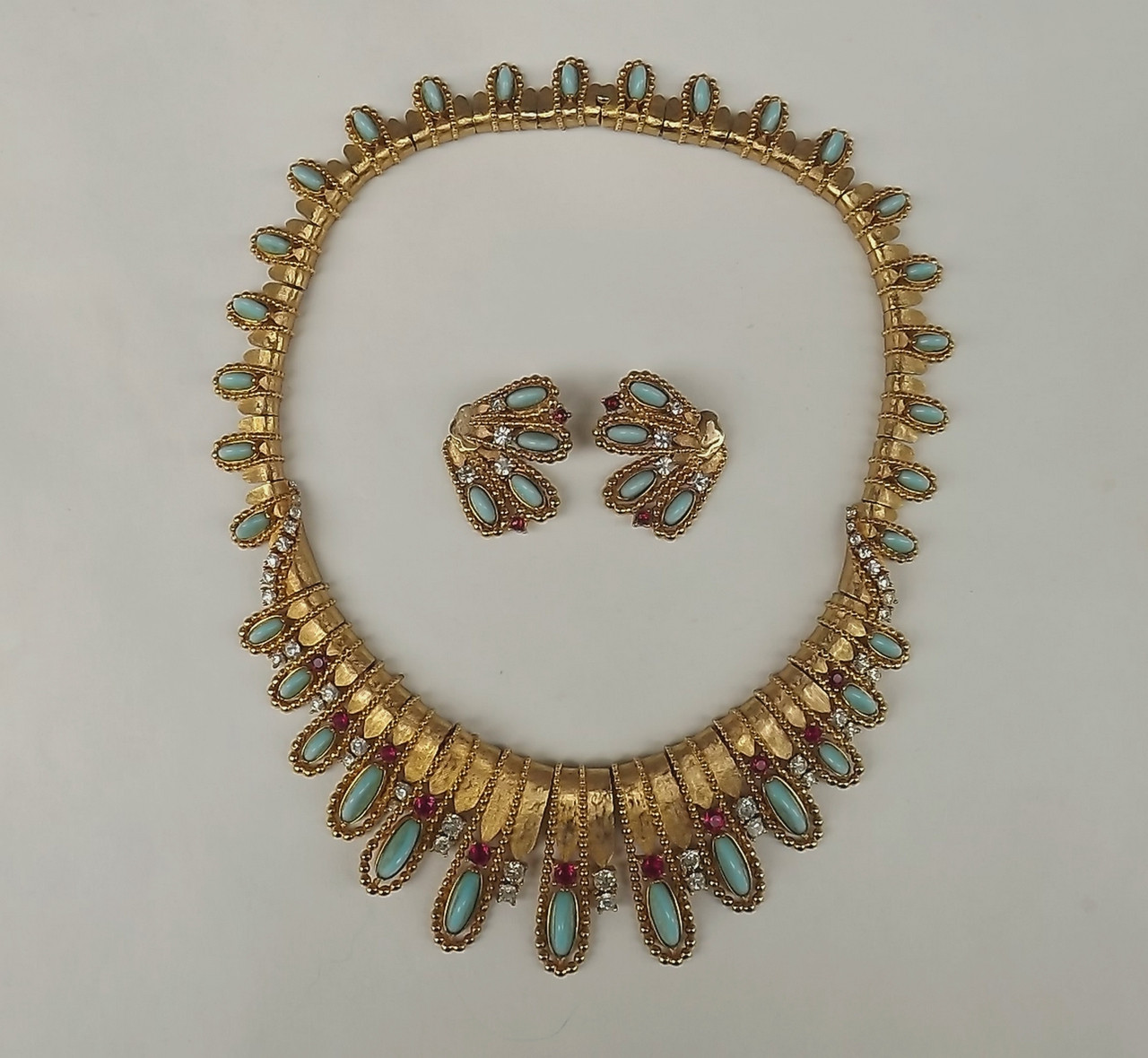 Vintage Kenneth Jay Lane Gemstone Enamel Collar Plate Necklace – Recess