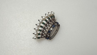 Trifari Sterling Alfred Philippe Royal Crown of Pearls Pin Rare Brooch