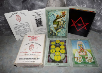 Greenie Aleister Crowley Thoth Tarot Deck, First Kaplan Edition, OTO Complete Vintage White Box C, Freida Harris