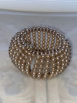 Vintage Glass Pearls Bracelet 1" Hand Wired Structured Body Old Hollywood Rare