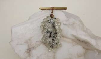 Louis Rousselet Poured Glass Grape Cluster Bar Pin Dangling Glass Beads