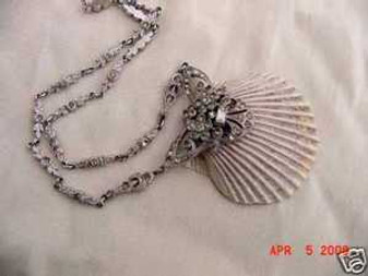 EDWARDIAN PASTE NECKLACE WITH SEASHELL DELICATE DECO QQ