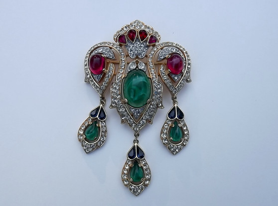 Crown Trifari Mughal Jewels of India Brooch Scheherazade Pin