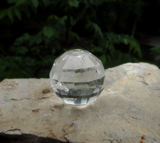 1.4" Faceted Quartz Rock Crystal Hand Cut Crystal Ball/Sphere