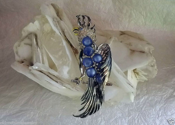 Coro Cockatoo Pin Gene Verrecchio Enamel Rhinestone Moonglow Cabs 1941