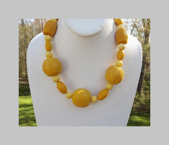 Vintage Big  Plastic Lemons Necklace  Avant Garde Whimsical  Summer Jewelry