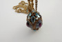 RARE Schreiner Pendant LIMPET SEASHELLS BIG GLASS CAB PEARLS RHINESTONES