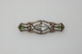 Art Deco Sterling Silver Fancy Bar Pin Green Triangle Cut Glass Stones WHITECO