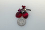 Vintage Austria Strawberry Fruit Pin 2 Glass Berries Red Pink Rhinestones