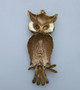 Vintage Huge 6" Long Owl Articulated Pendant Glass Cab Eyes Rich Gold Plating