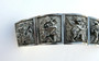 Antique Asian Buddhist Gods Repousse Sterling Silver Heavy  Bracelet Rare Wide Tapered Old Costume Jewelry
