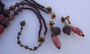 DeMario Art Glass Beads Necklace Bracelet Ers Set Coralene AB Garnet Venetian