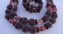 DeMario Art Glass Beads Necklace Bracelet Ers Set Coralene AB Garnet Venetian