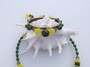 Miriam Haskell Yellow Vaseline Glass Necklace Bracelet Set Bell Shaped Beads